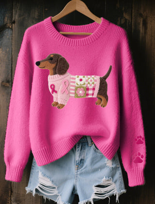 Marnelle - Knitted Dachshund Motif Sweater Winter Layering — view 2 of 5