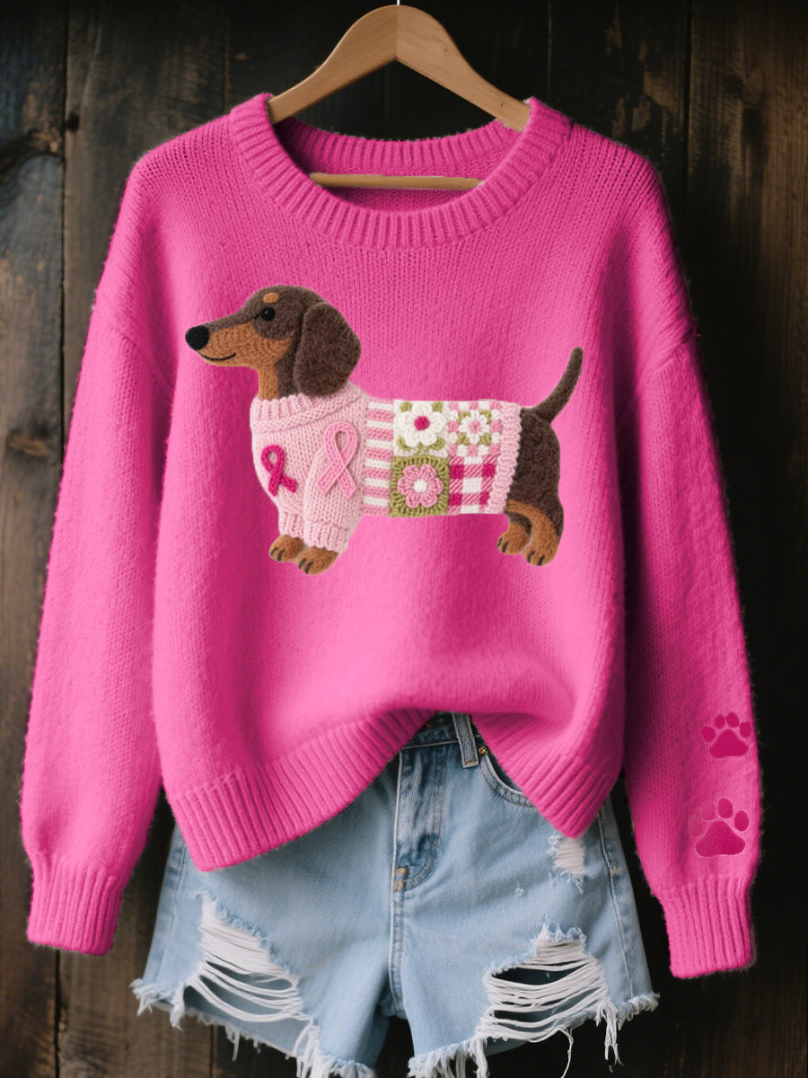 Marnelle - Knitted Dachshund Motif Sweater Winter Layering — view 2 of 5