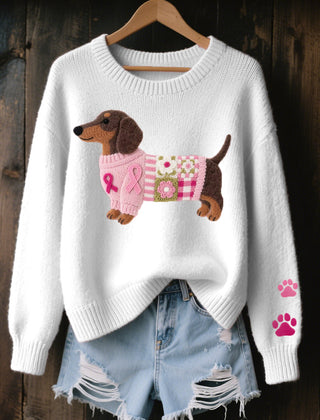 Marnelle - Knitted Dachshund Motif Sweater Winter Layering — view 3 of 5