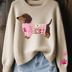 Marnelle - Knitted Dachshund Motif Sweater Winter Layering — view 5 of 5