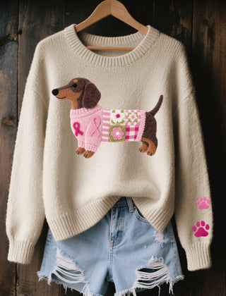 Marnelle - Knitted Dachshund Motif Sweater Winter Layering — view 5 of 5