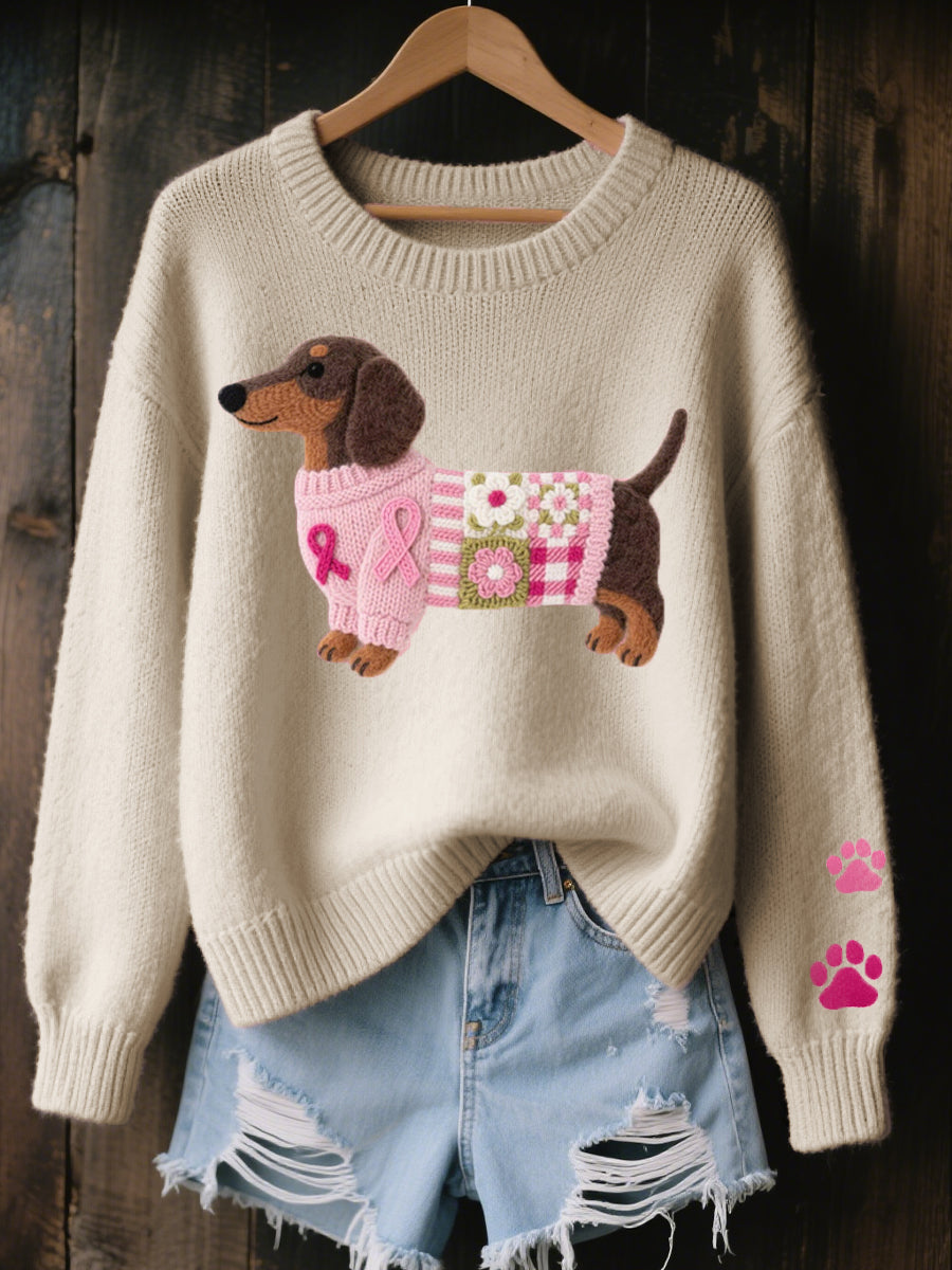 Marnelle - Knitted Dachshund Motif Sweater Winter Layering — view 5 of 5