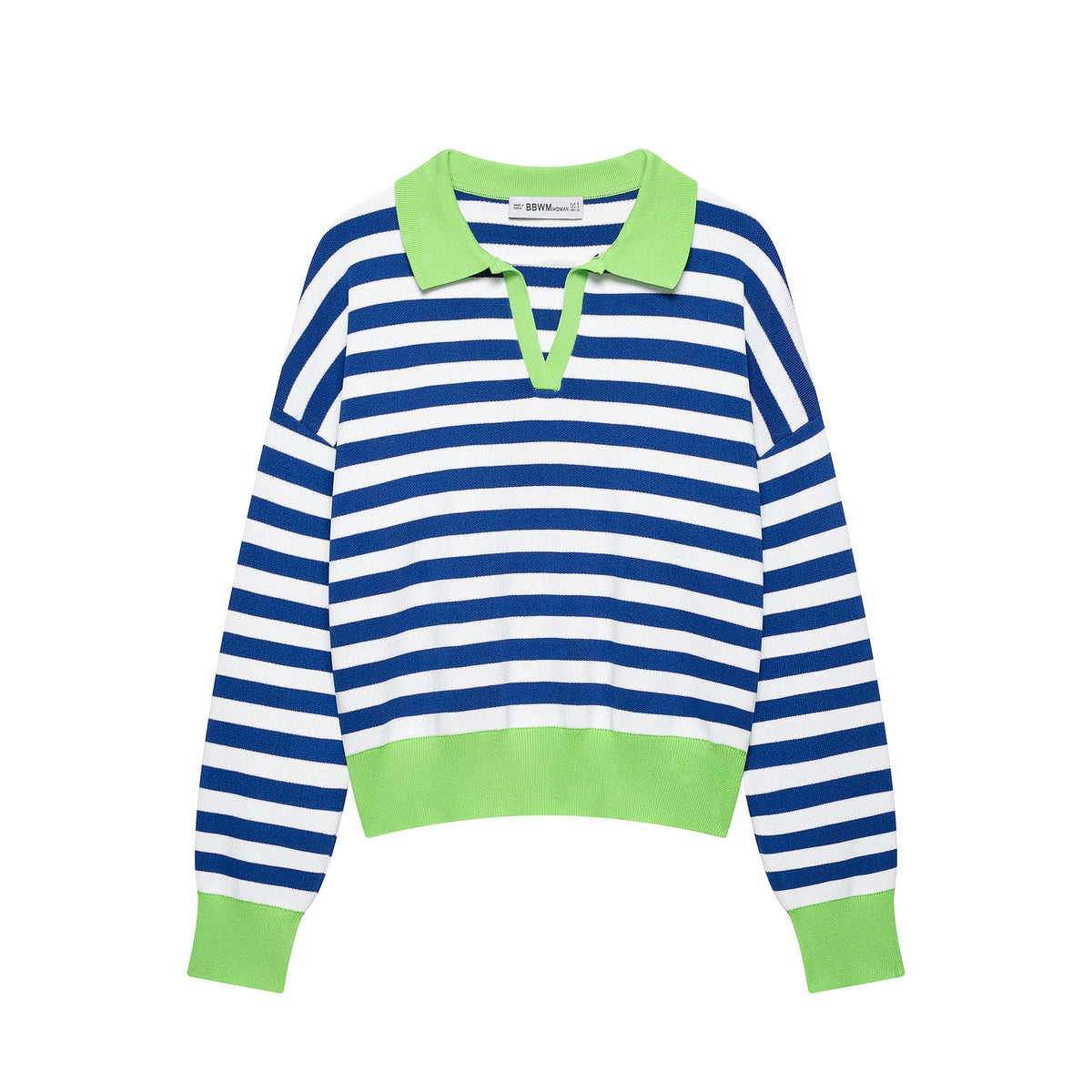 Nautelle - Striped Cropped Polo Sweater Casual City Wear