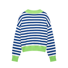 Nautelle - Striped Cropped Polo Sweater Casual City Wear — view 2 of 6