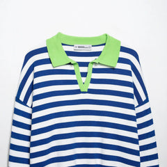 Nautelle - Striped Cropped Polo Sweater Casual City Wear — view 3 of 6