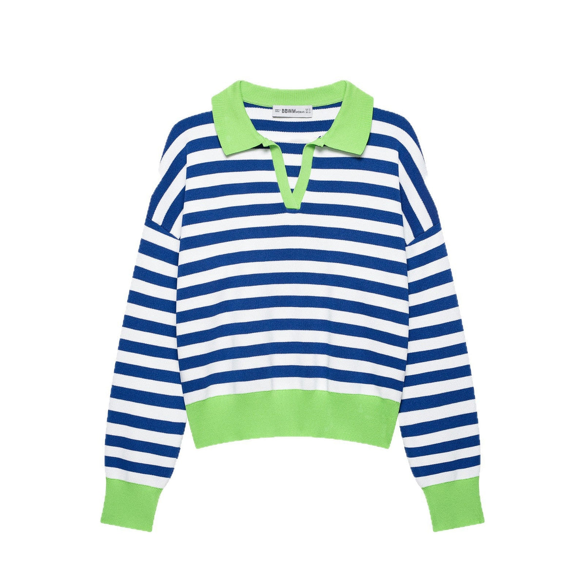 Nautelle - Striped Cropped Polo Sweater Casual City Wear — view 5 of 6