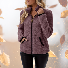 Nordelle - High Collar Sherpa Fleece Jacket Cool Weather Layering — view 6 of 8