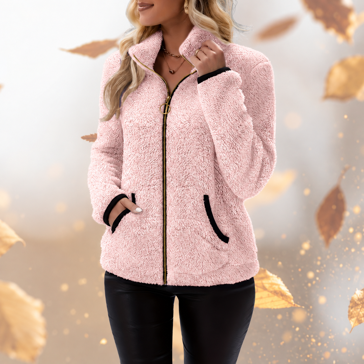 Nordelle - High Collar Sherpa Fleece Jacket Cool Weather Layering — view 8 of 8