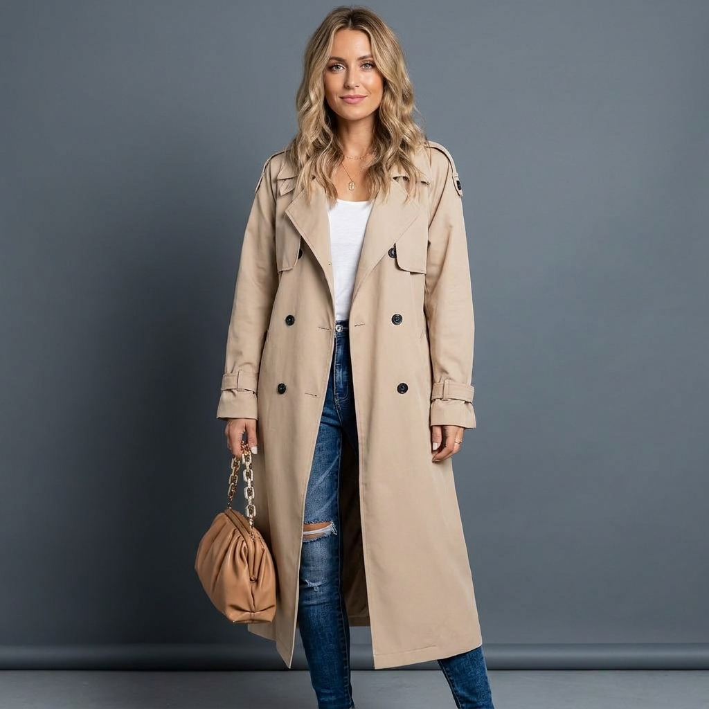 Norvelle - Oversized Double Breasted Trench Coat Everyday Layering