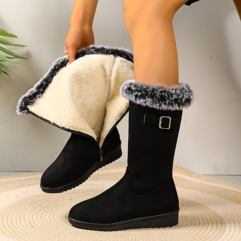 Norvenna - Fur-Trimmed Winter Boots Cold Weather Wear