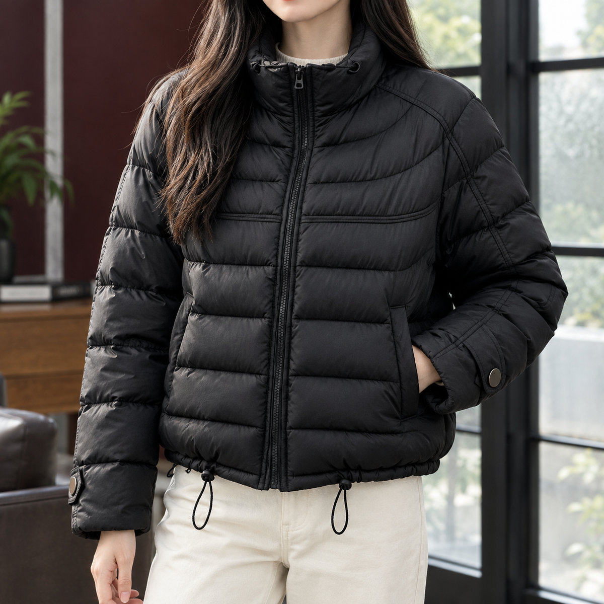 Novessa - Quilted Cropped Puffer Jacket Cold Weather Layering