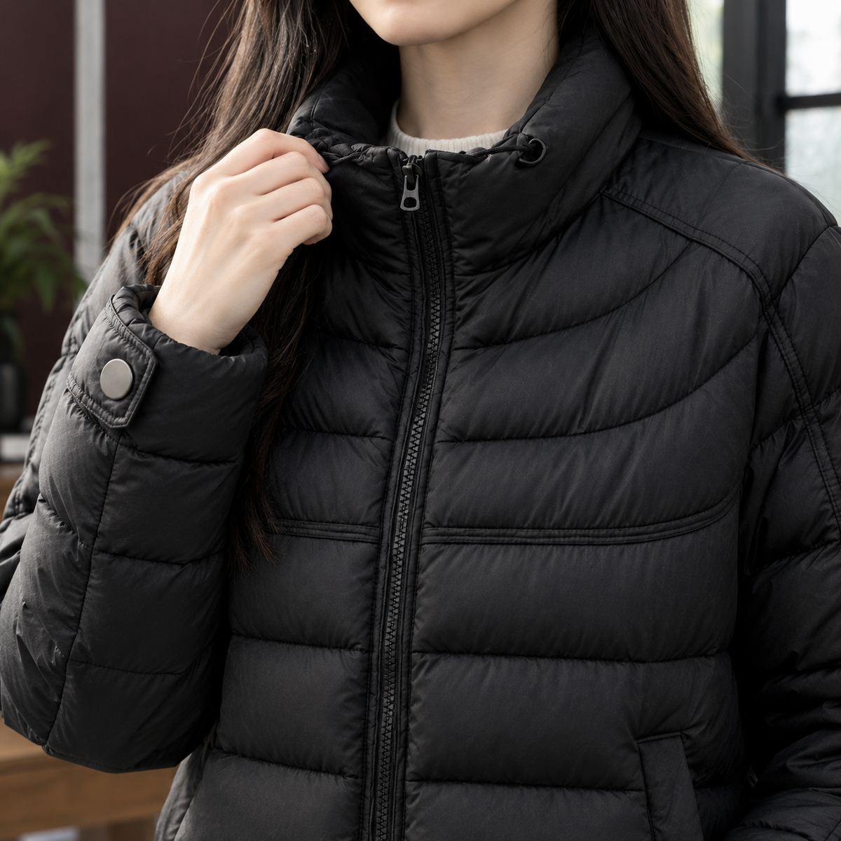 Novessa - Quilted Cropped Puffer Jacket Cold Weather Layering — view 2 of 6