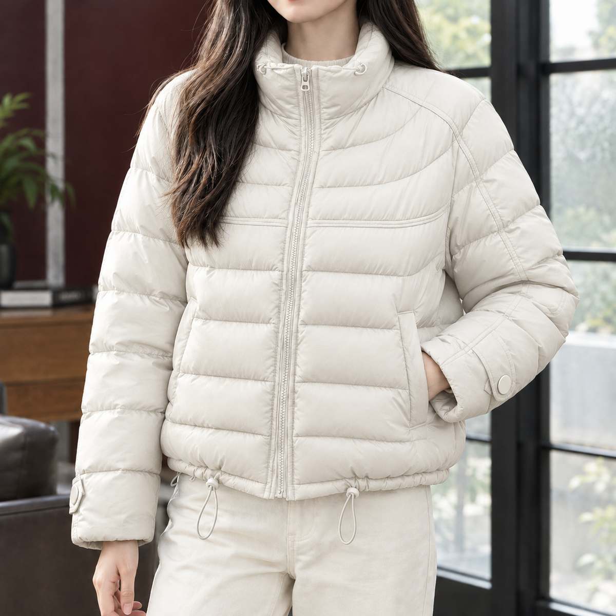 Novessa - Quilted Cropped Puffer Jacket Cold Weather Layering — view 3 of 6