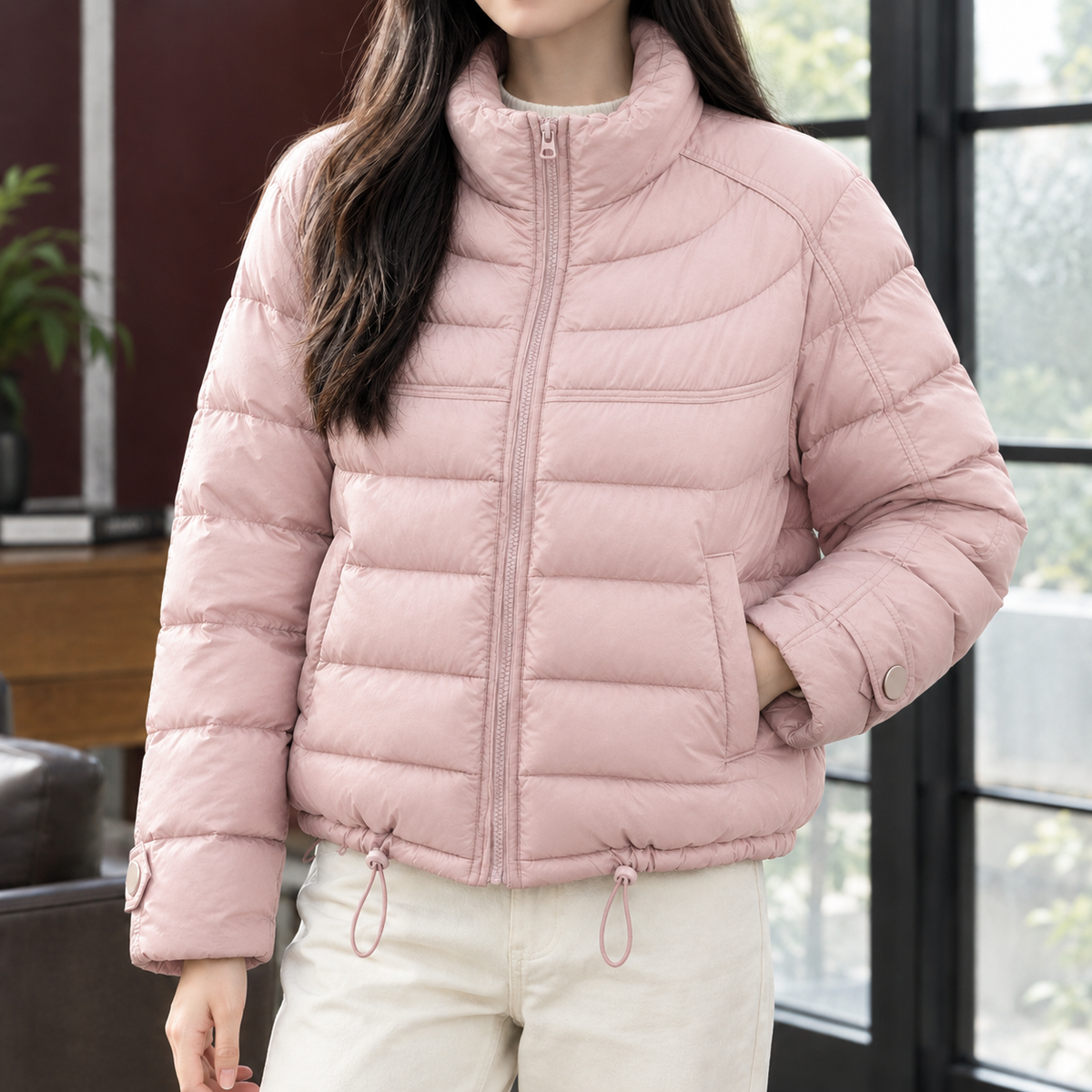 Novessa - Quilted Cropped Puffer Jacket Cold Weather Layering — view 5 of 6