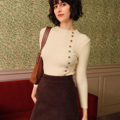 Perlina - Ribbed Mock Neck Knit Top Autumn Layering