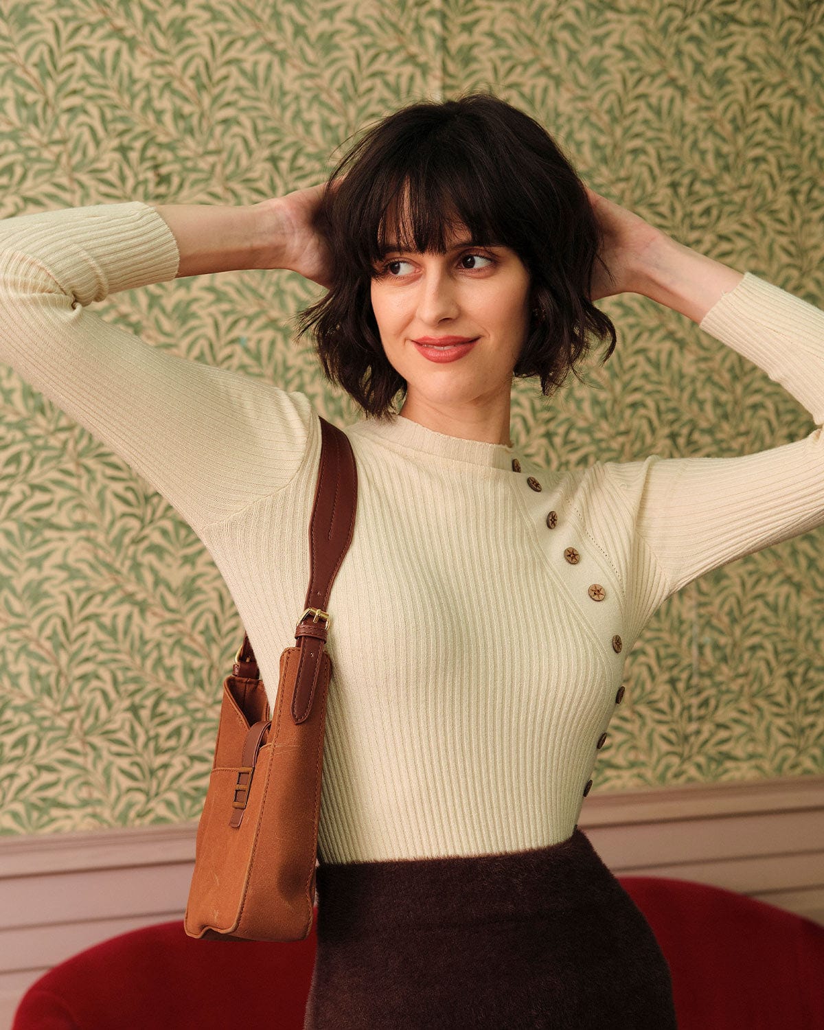 Perlina - Ribbed Mock Neck Knit Top Autumn Layering — view 2 of 4