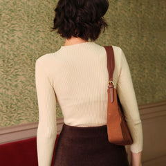 Perlina - Ribbed Mock Neck Knit Top Autumn Layering — view 3 of 4