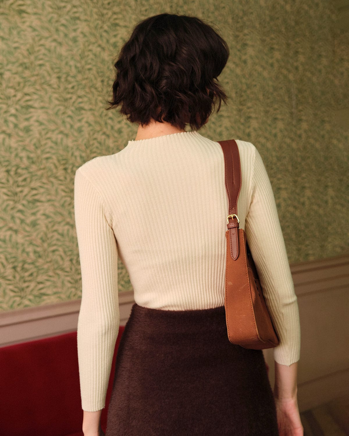 Perlina - Ribbed Mock Neck Knit Top Autumn Layering — view 3 of 4