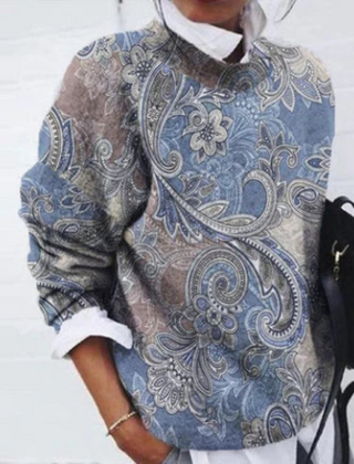 Petalora - Floral Fleece Pullover Sweater Cold Season Wear