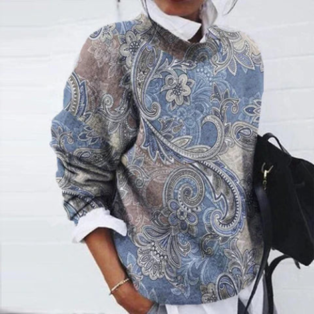 Petalora - Floral Fleece Pullover Sweater Cold Season Wear
