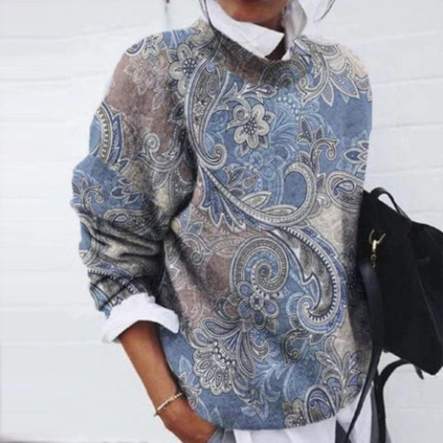 Petalora - Floral Fleece Pullover Sweater Cold Season Wear