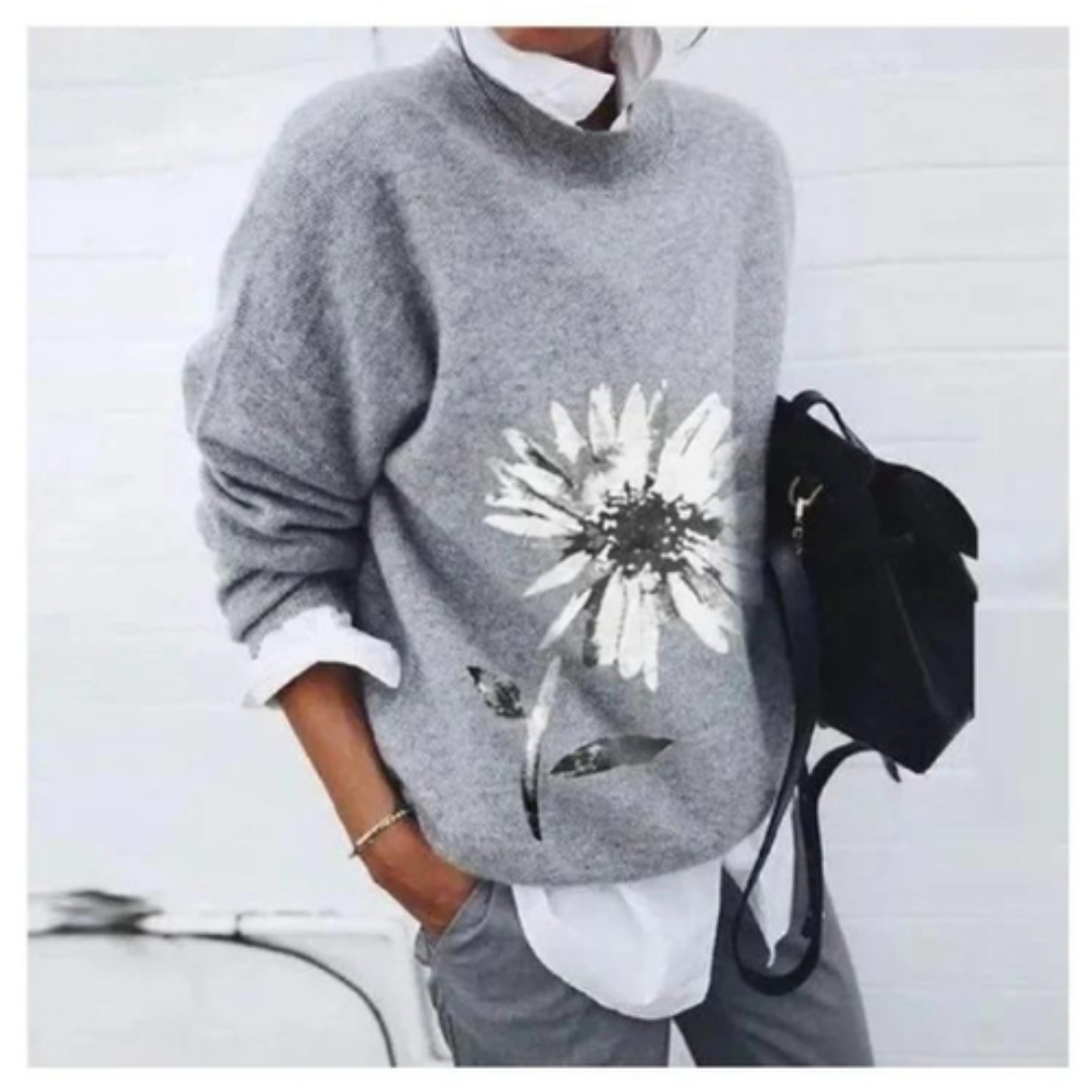 Petalora - Floral Fleece Pullover Sweater Cold Season Wear — view 2 of 3