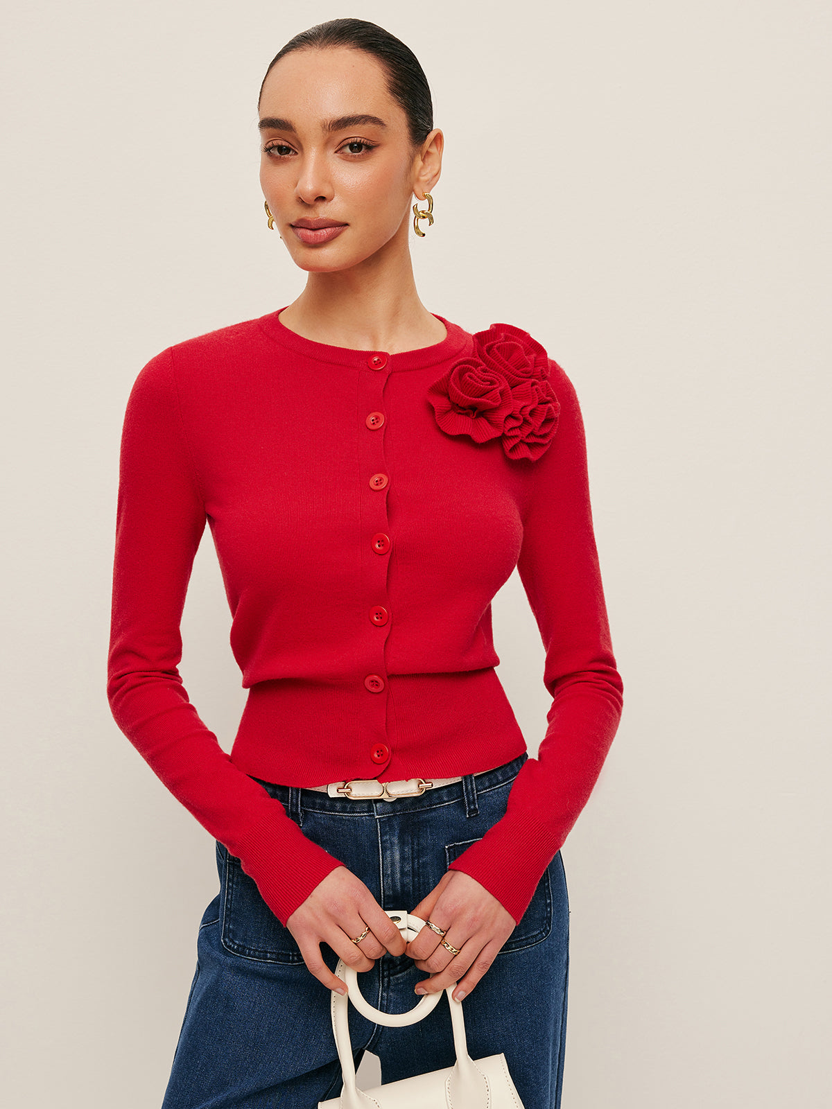 Petalora - Jacquard Floral Cardigan For Wedding Occasions