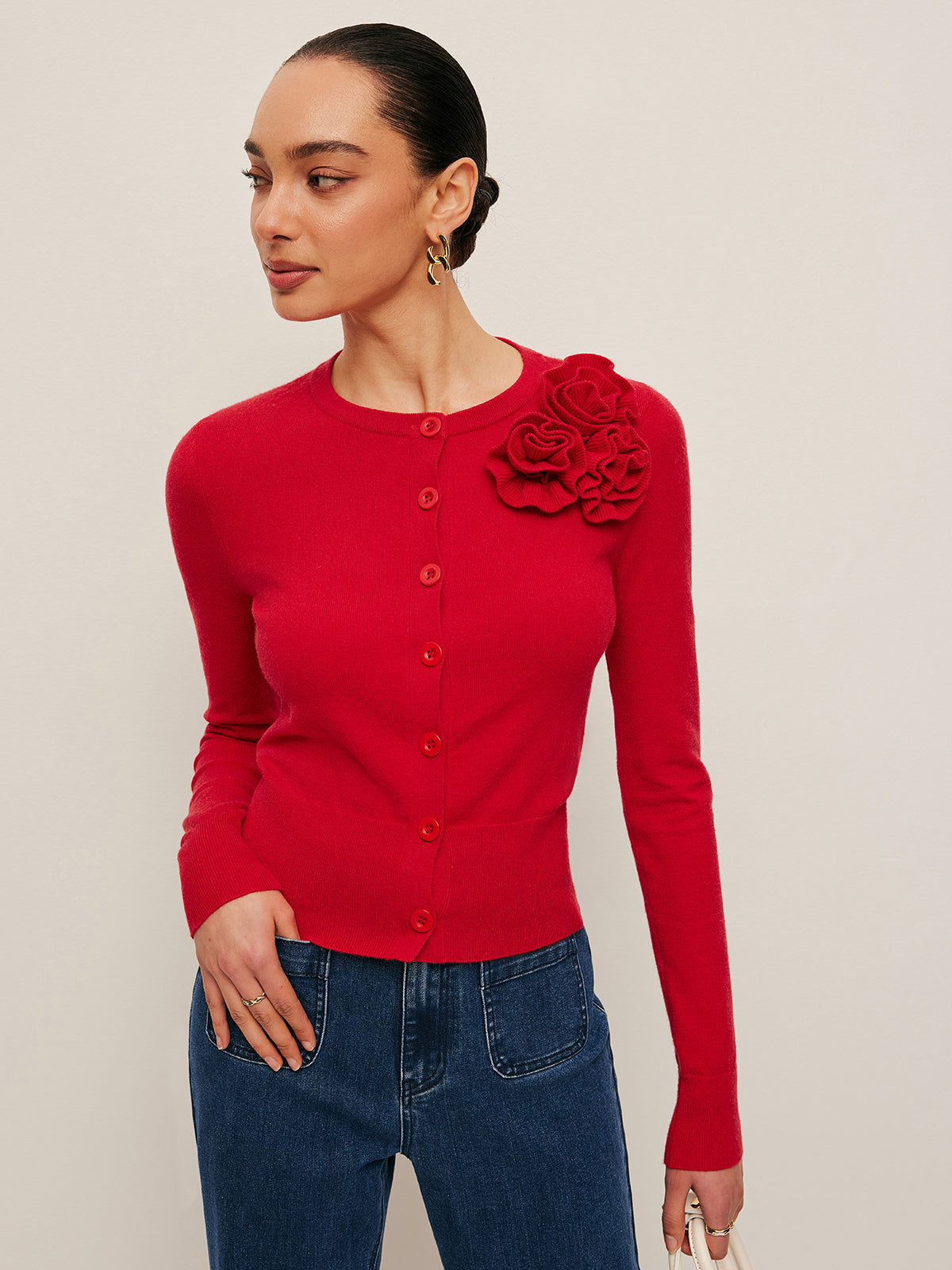 Petalora - Jacquard Floral Cardigan For Wedding Occasions — view 3 of 6