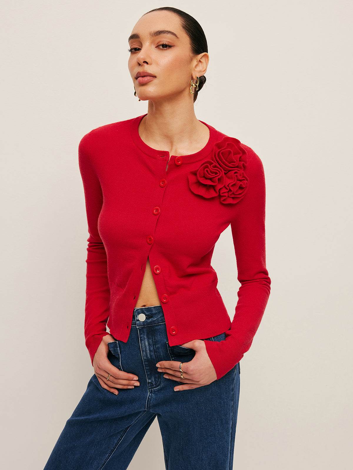 Petalora - Jacquard Floral Cardigan For Wedding Occasions — view 5 of 6