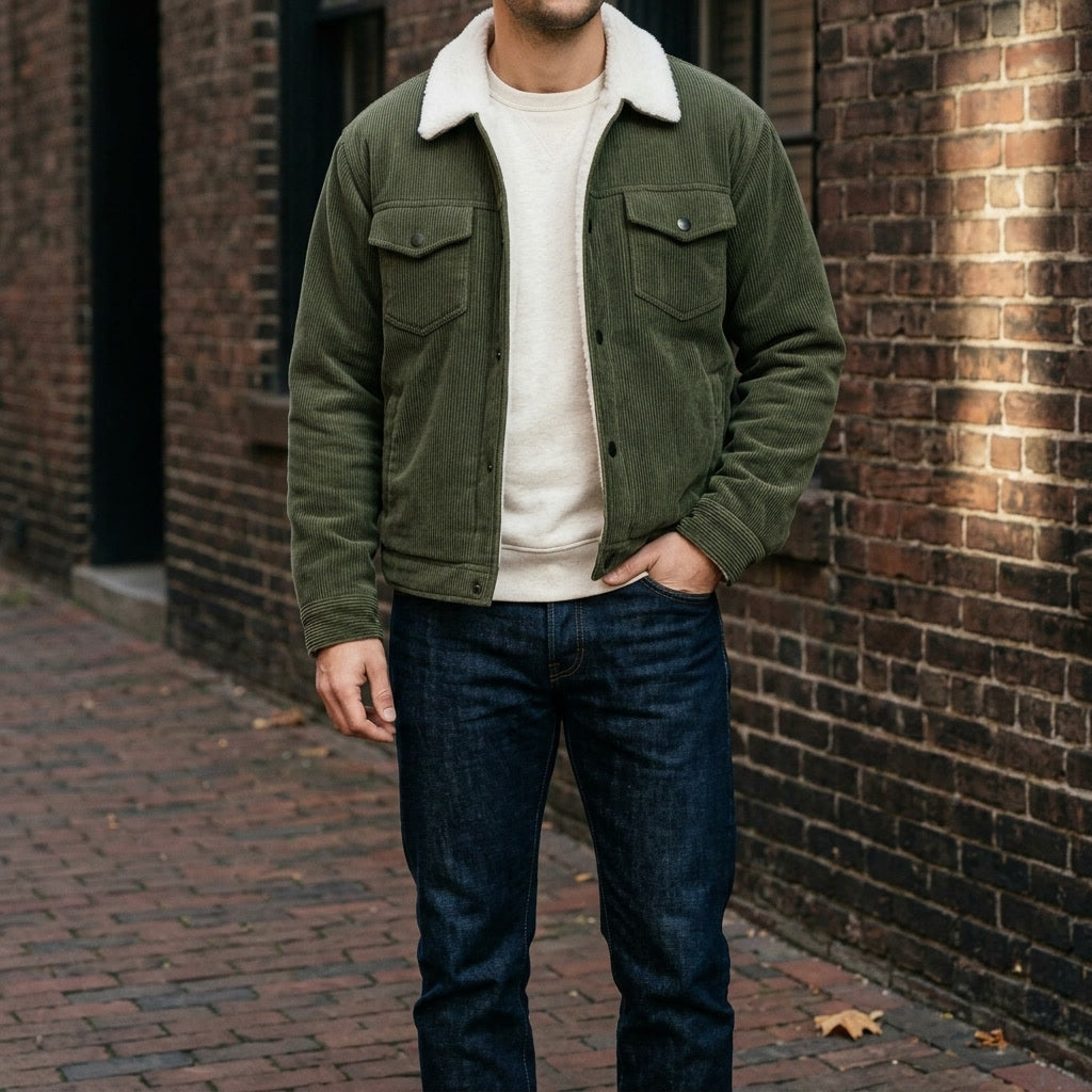 Rangefield - Sherpa Lined Corduroy Trucker Jacket Cold Weather — view 8 of 10