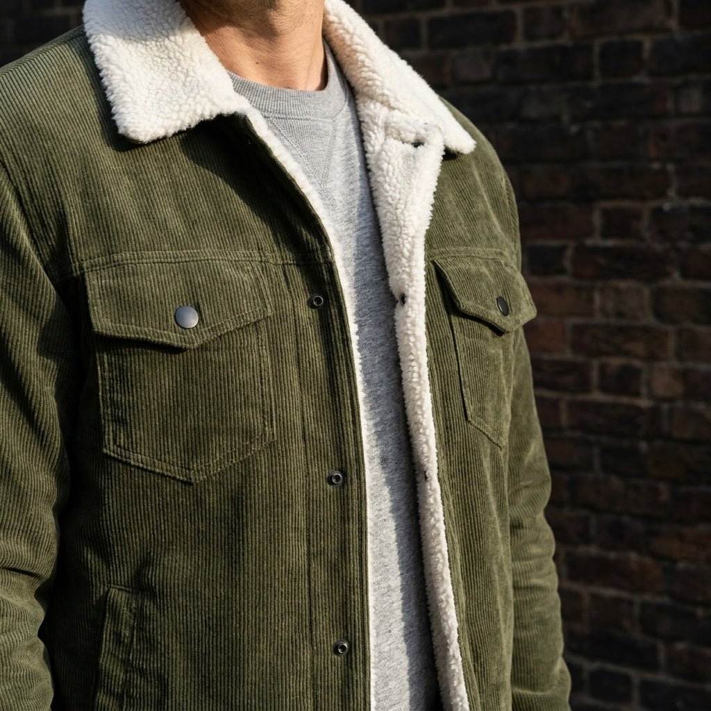 Rangefield - Sherpa Lined Corduroy Trucker Jacket Cold Weather — view 9 of 10