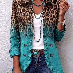 Ravella - Longline Leopard Print Statement Jacket