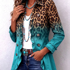 Ravella - Longline Leopard Print Statement Jacket — view 2 of 7