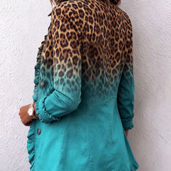 Ravella - Longline Leopard Print Statement Jacket — view 4 of 7