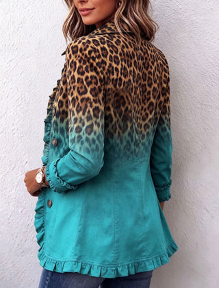 Ravella - Longline Leopard Print Statement Jacket — view 4 of 7