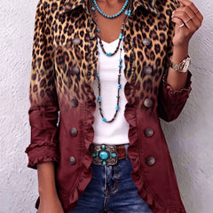 Ravella - Longline Leopard Print Statement Jacket — view 5 of 7