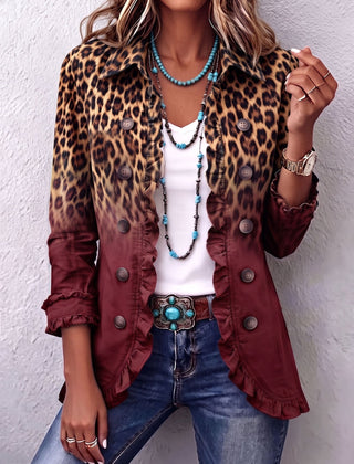 Ravella - Longline Leopard Print Statement Jacket — view 5 of 7