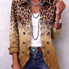 Ravella - Longline Leopard Print Statement Jacket — view 6 of 7
