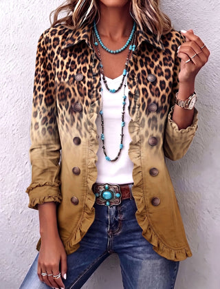 Ravella - Longline Leopard Print Statement Jacket — view 6 of 7