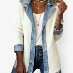 Rivalta - Ribbed Denim Trim Jacket Casual Layering
