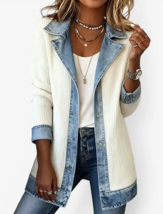 Rivalta - Ribbed Denim Trim Jacket Casual Layering