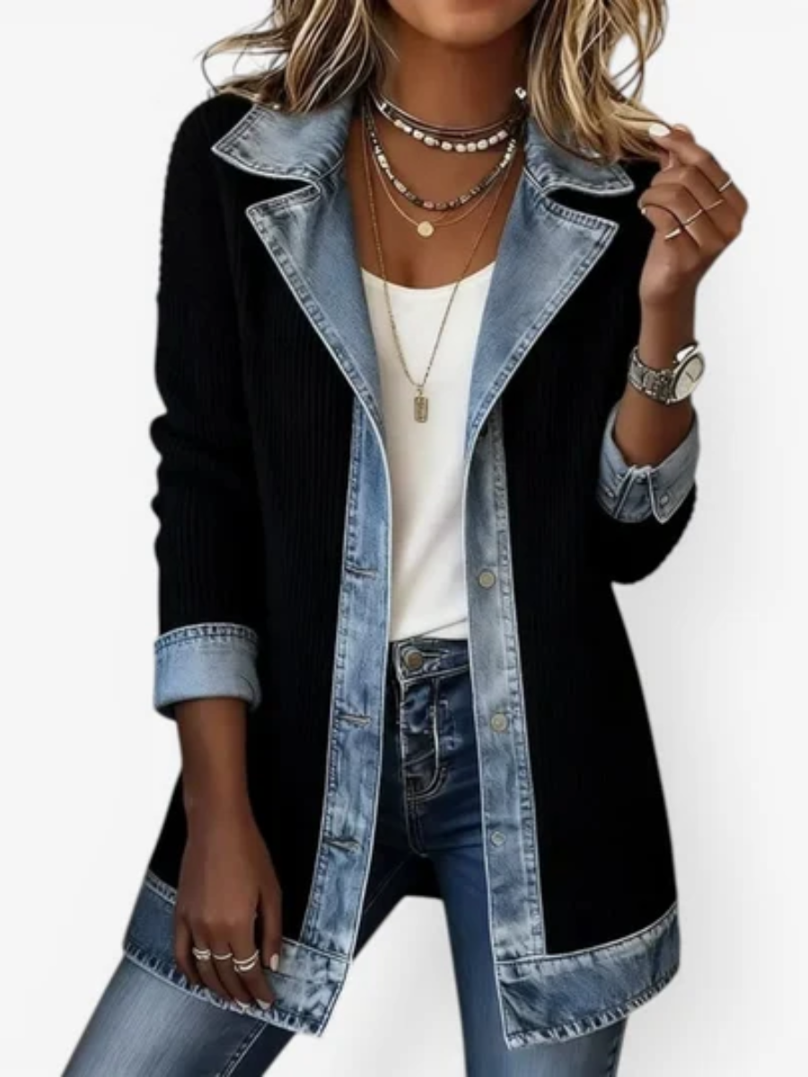 Rivalta - Ribbed Denim Trim Jacket Casual Layering — view 2 of 6