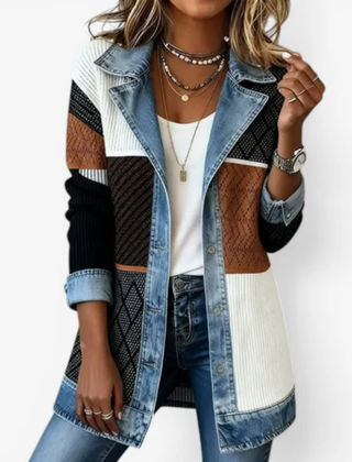 Rivalta - Ribbed Denim Trim Jacket Casual Layering — view 3 of 6