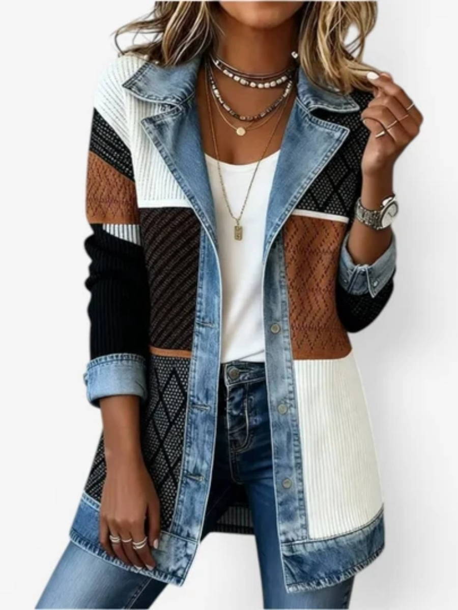 Rivalta - Ribbed Denim Trim Jacket Casual Layering — view 3 of 6