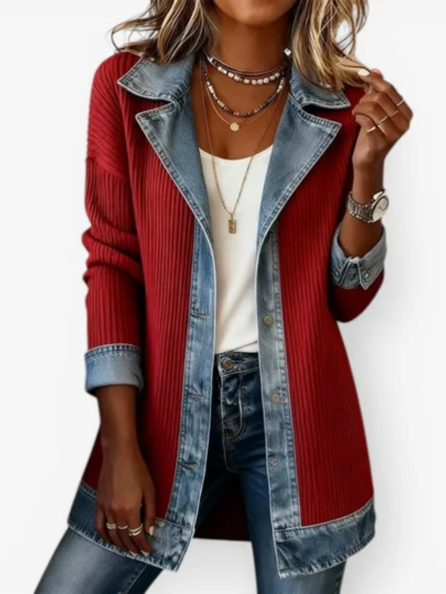 Rivalta - Ribbed Denim Trim Jacket Casual Layering — view 4 of 6