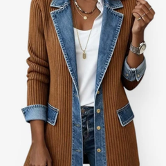 Rivalta - Ribbed Denim Trim Jacket Casual Layering — view 5 of 6
