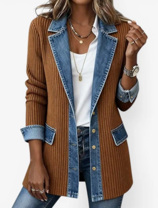 Rivalta - Ribbed Denim Trim Jacket Casual Layering — view 5 of 6