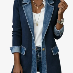 Rivalta - Ribbed Denim Trim Jacket Casual Layering — view 6 of 6