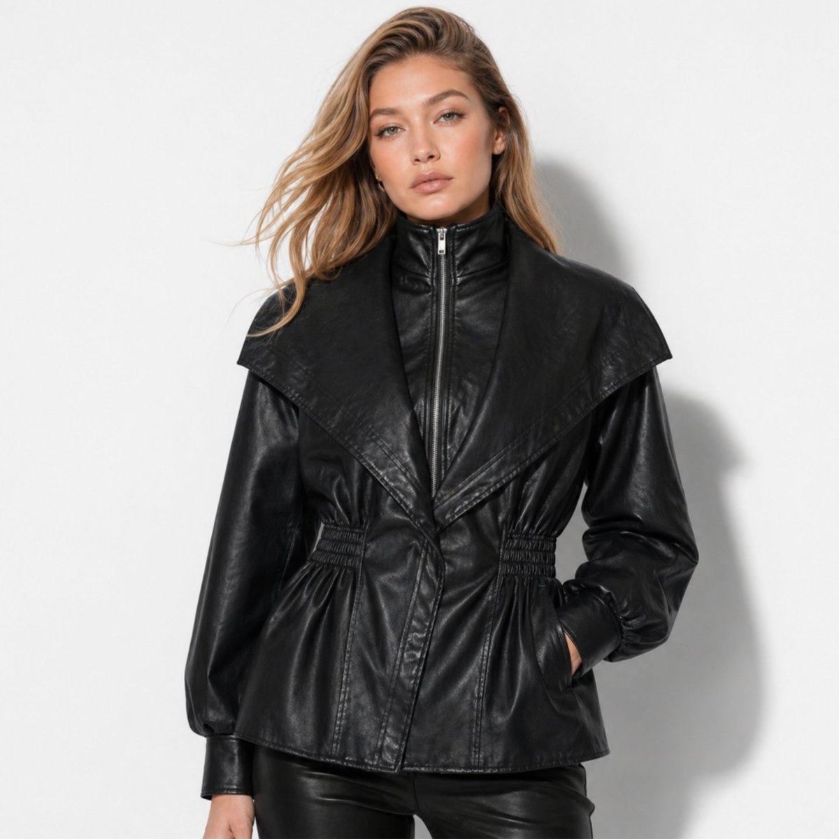 Rovenna - Notch Lapel Leather Biker Jacket Work To Weekend — view 2 of 10