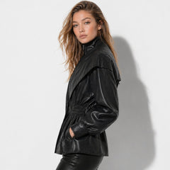Rovenna - Notch Lapel Leather Biker Jacket Work To Weekend — view 5 of 10